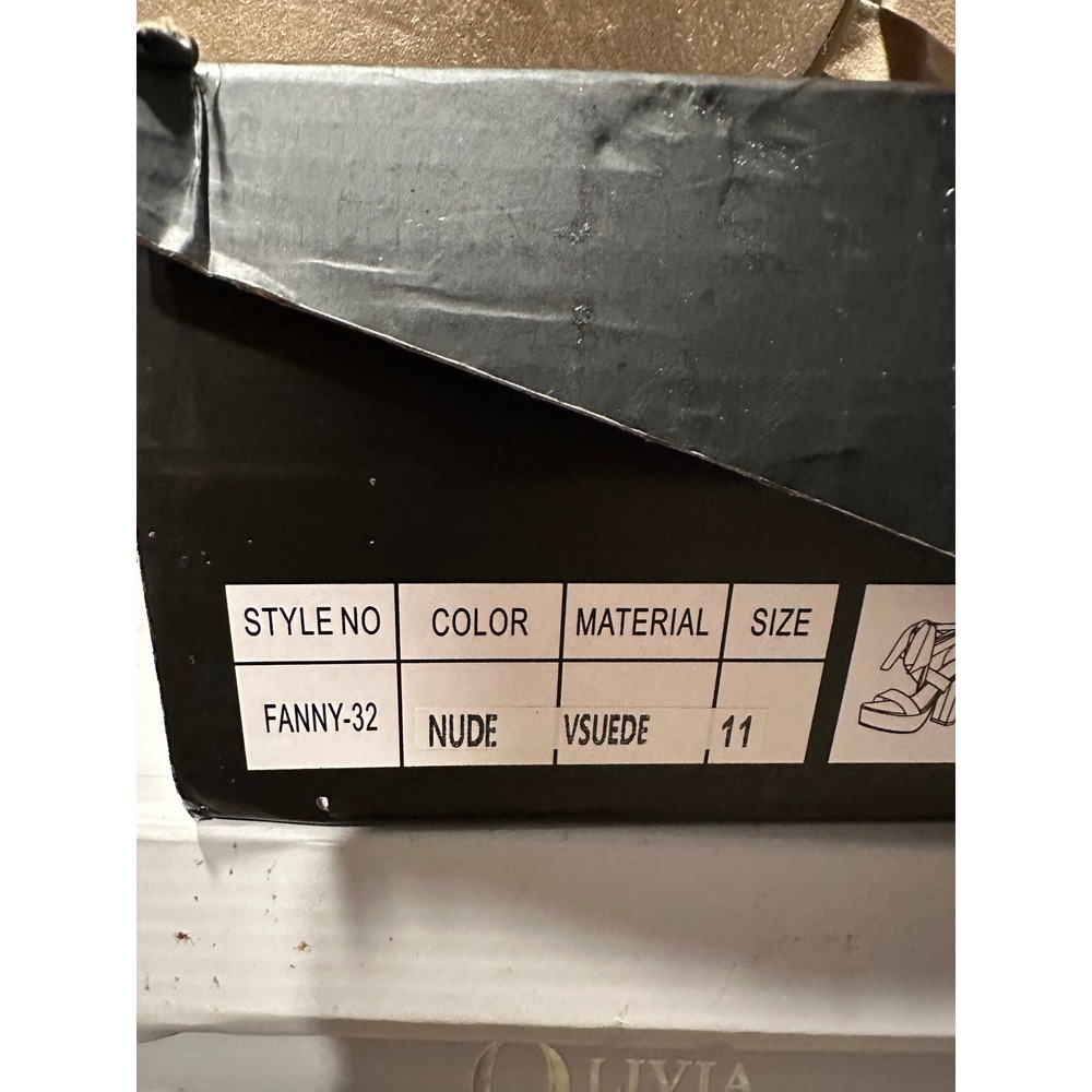 Fashion Nova Fanny-32 Nude Vegan Suede Platform Lace Up Block Heels Womens 11 - Picture 4 of 4